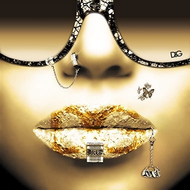 Golden lips van Jean Raphael